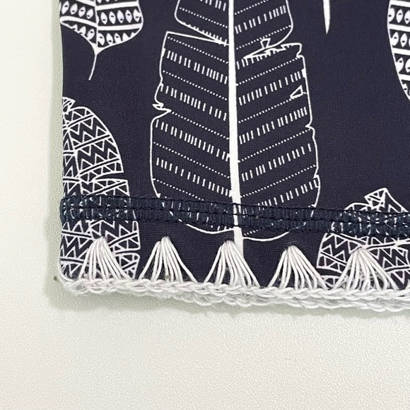 The Upside Gypsy Feather Midi Pant Cropped Drawstring Legging Navy White 8 - Picture 14 of 14